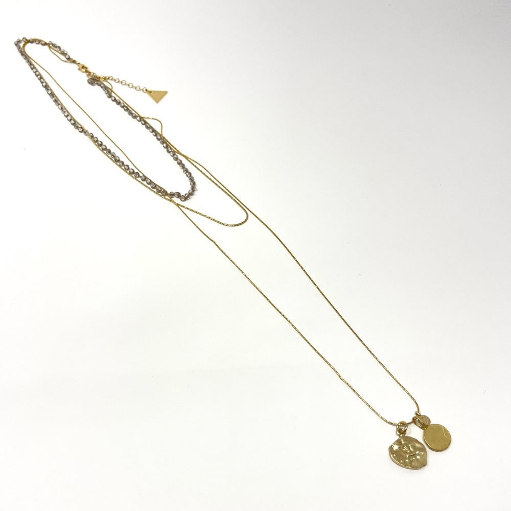 New Anthropologie Serefina Layered Initial Coin Pendant Necklace